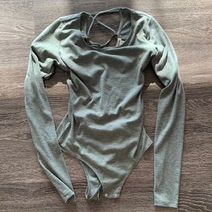 olive Garage brand lace up body suit, size small